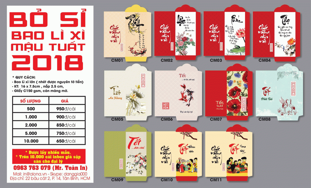 Bỏ Sỉ Bao Lì Xì Tết 2018